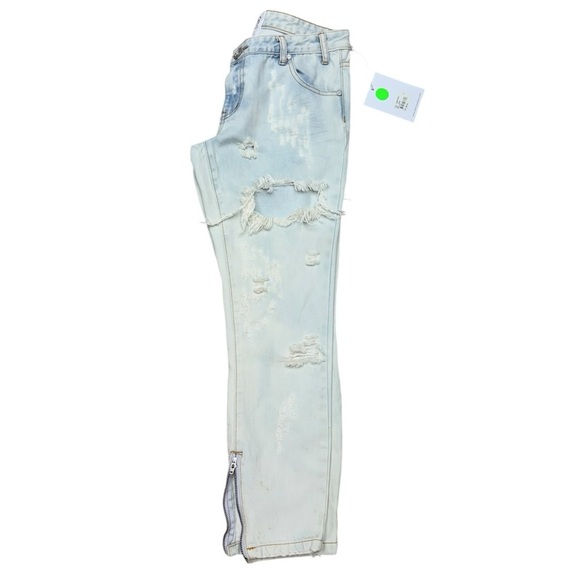 One Teaspoon Trashed Free Birds Skinny Jeans, Size 28 NWT, Light Wash Distressed - Picture 9 of 16